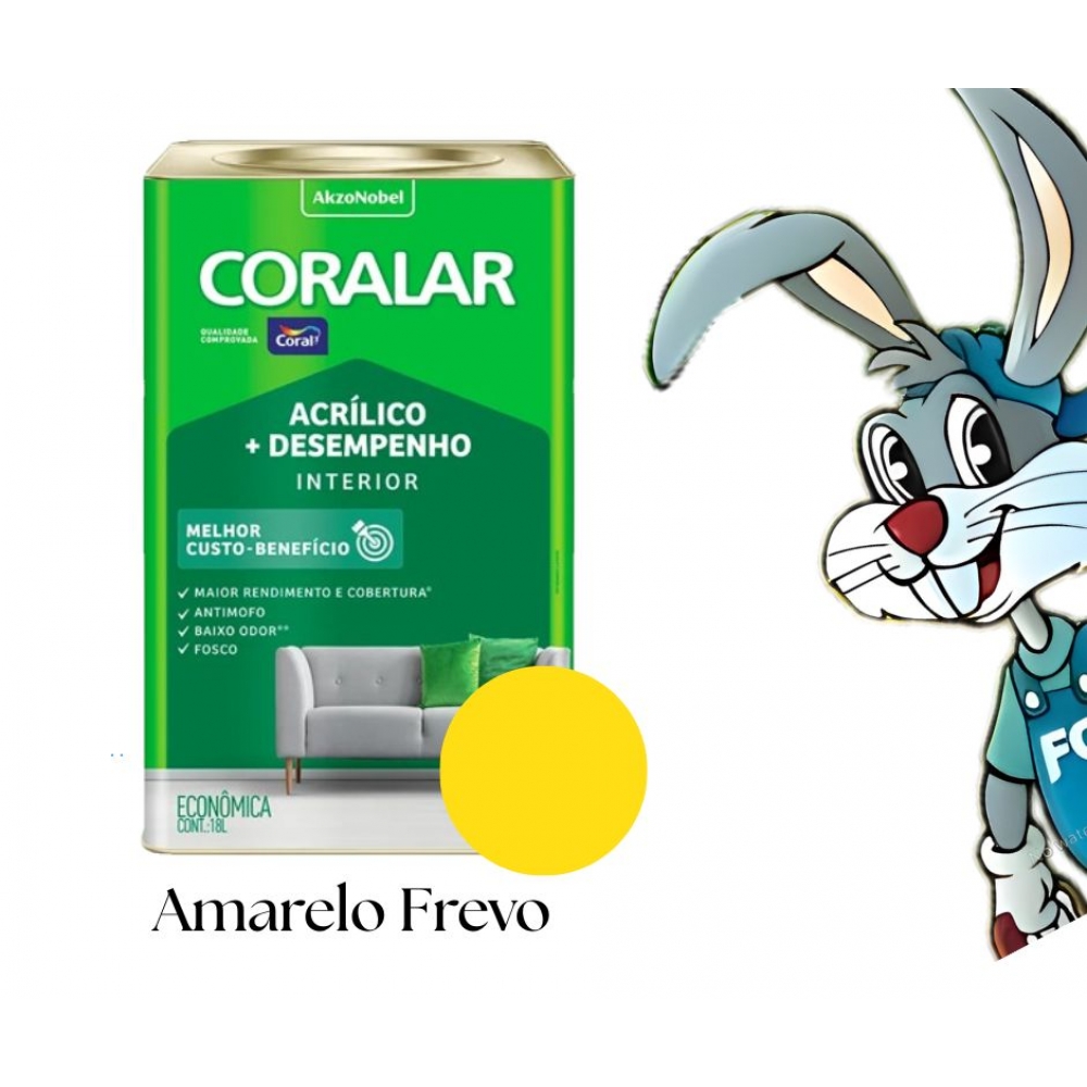 Tinta Coral Coralar 18L - Acrílico + Desempenho - AMARELO FREVO
