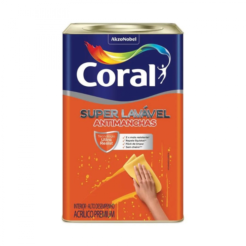 Tinta Coral Super Lavável Branco 18L – Antimanchas - BRANCO FOSCO