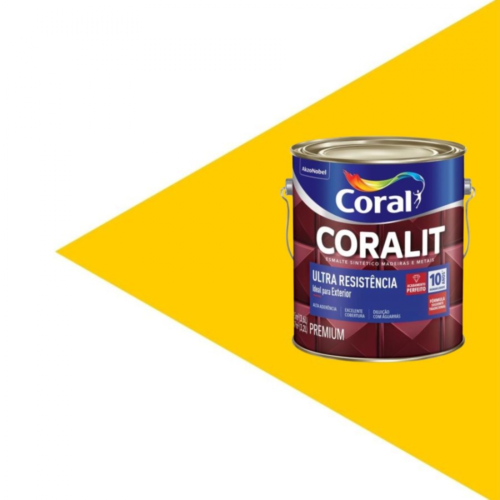 Esmalte Coralit Ultra Resistência 900ml - AMARELO