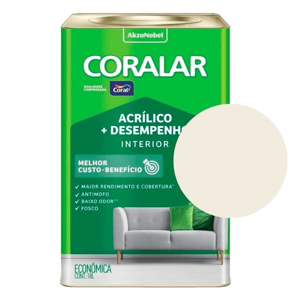 Tinta Coral Coralar 18L - Acrílico + Desempenho - BRANCO