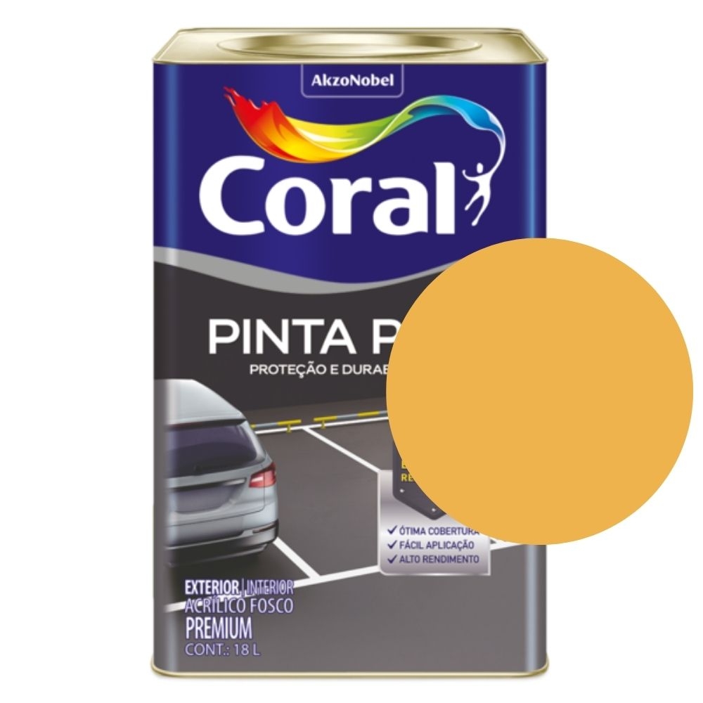 Tinta Fosca Pinta Piso Premium Internas e Externas 18L Coral - AMARELO DEMARCAÇÃO