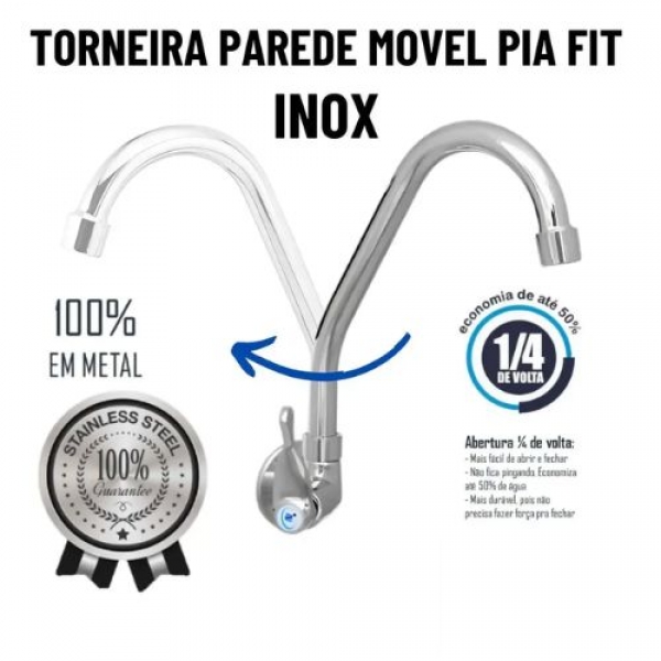 Torneira Bica Movel Parede 1/4v Fit Cód: 32783 - LINHA METAL