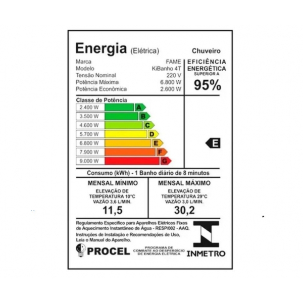 Chuveiro Fame Kibanho 4t 6.800w 220V- cód 5744