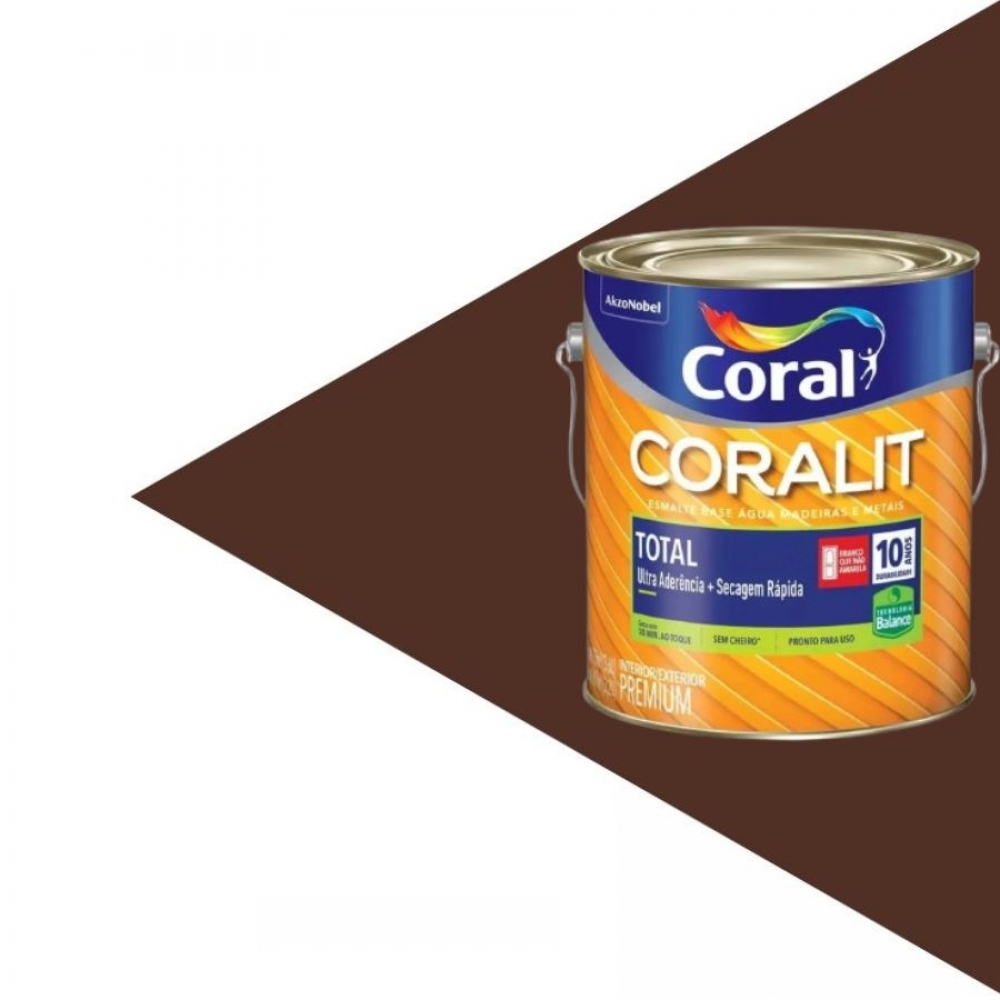 Esmalte Sintético Coralit Total 3.6L - Base Água - TABACO BR
