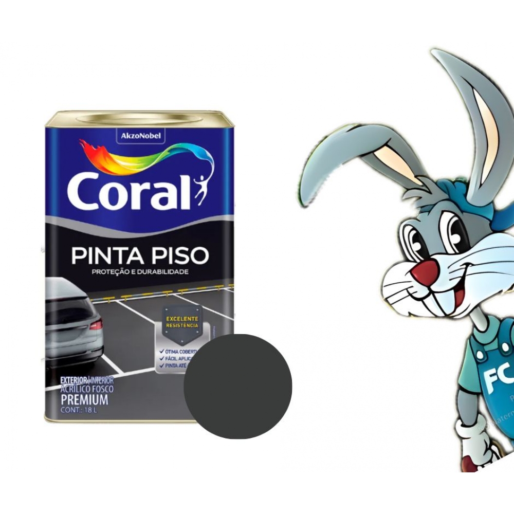 Tinta Fosca Pinta Piso Premium Internas e Externas 18L Coral - PRETO