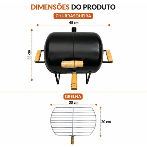 Churrasqueira Portátil Bafo com Grelha Preto