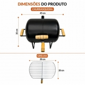 Churrasqueira Portátil Bafo com Grelha Preto
