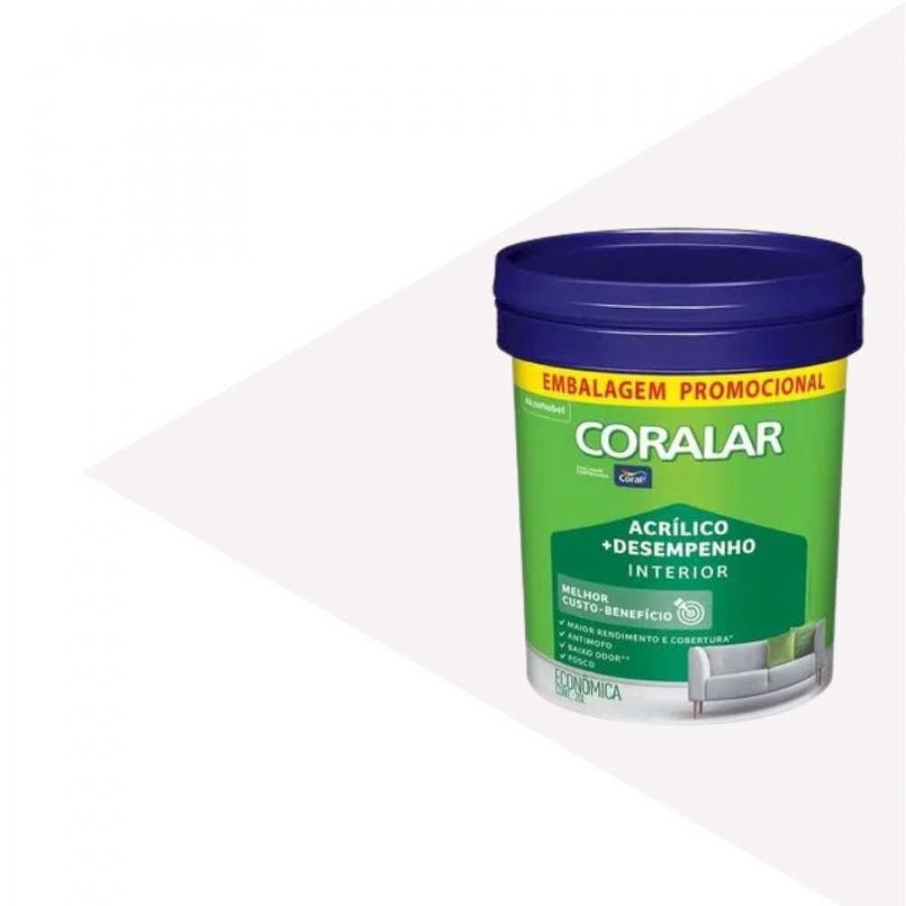 Tinta Coral Coralar 18L - Acrílico + Desempenho - BALDE 20L BRANCO NEVE