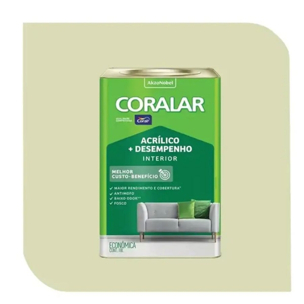 Tinta Coral Coralar - Acrílico + Desempenho - VERDE VALE 18L