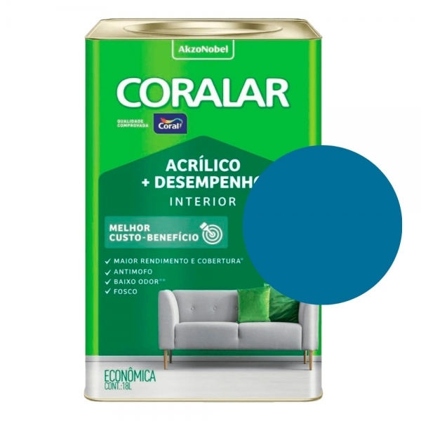 Tinta Coral Coralar 18L - Acrílico + Desempenho - AZUL PROFUNDO