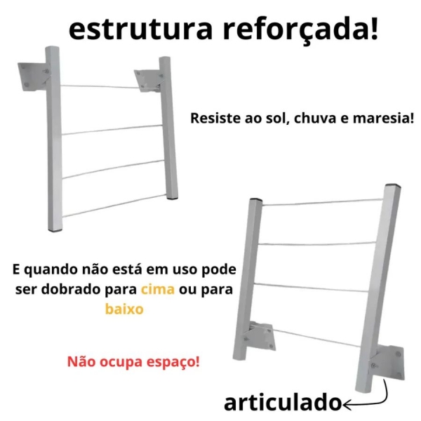 Varal dobrável ALG 50cm 4 ganchos - PRETO - ALG
