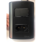 1 Interruptor Simples 10A 250V + Tomada 2P +T 20A 250v - PRETO FOSCO