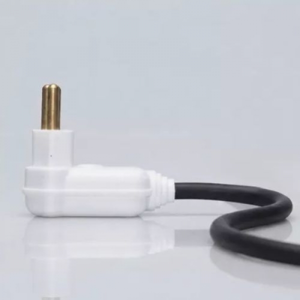Plug Macho 2p + T 10A 250V 90° - Triangulo Prensa Cabo - Cód 13520 - MARGIRIUS