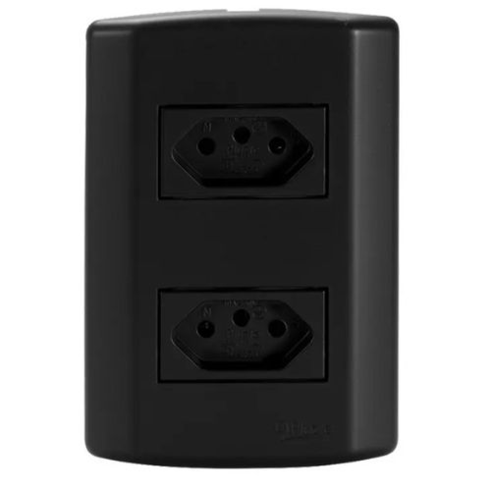 Tomada Dupla 2P+T 10A 250V - PRETO FOSCO