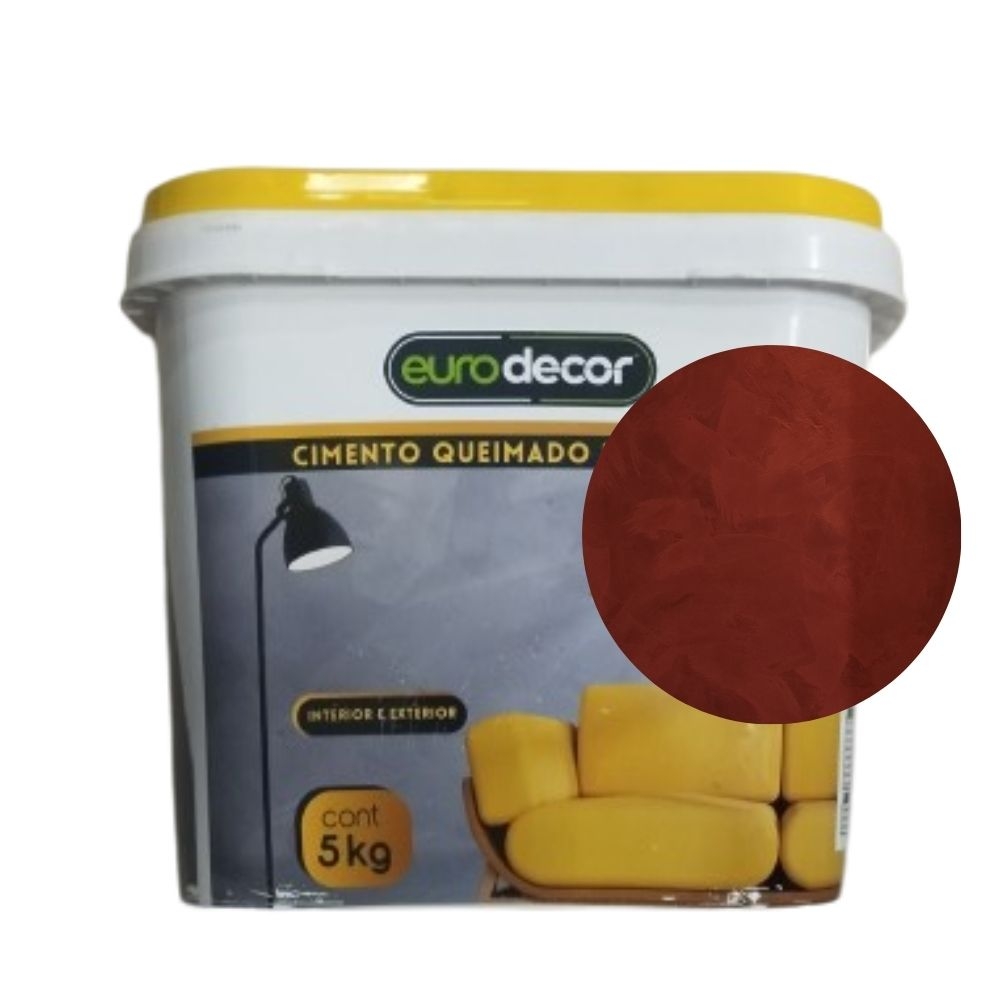 Cimento Queimado Parede Eurodecor - 5kg Premium Plus - VERMELHO RUBI
