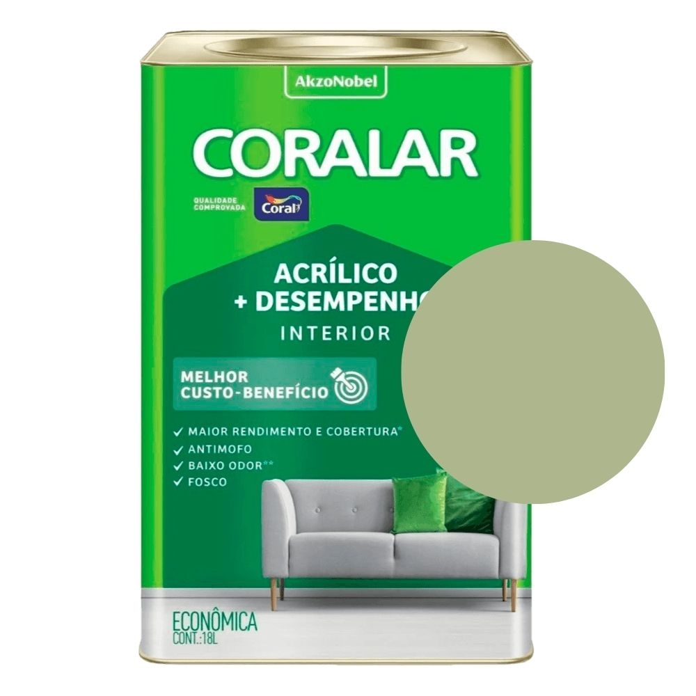 Tinta Coral Coralar 18L - Acrílico + Desempenho - VERDE KIWI