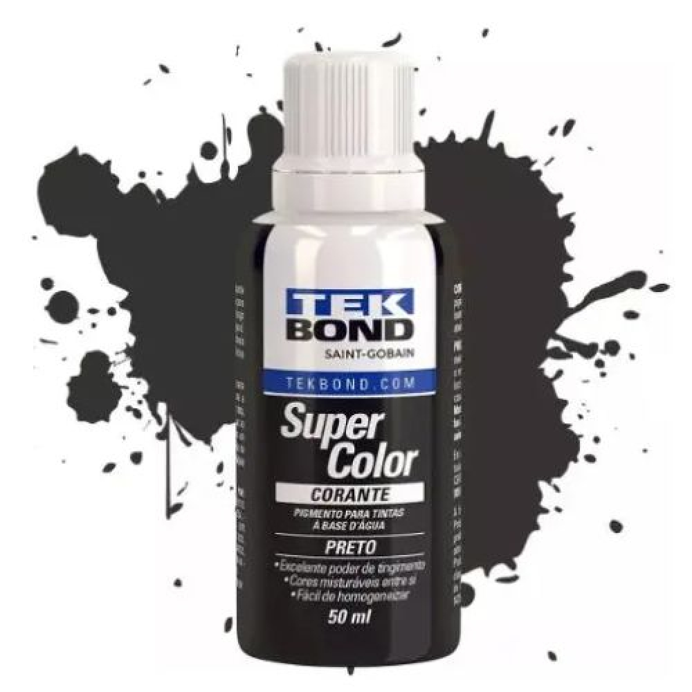 Corante Preto 50ml - Base D`Água - TEK BOND