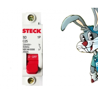 Disjuntor Unipolar Curva C STECK 25A - cód 665