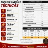 Ducha  Advanced Eletrônica Blindada 220v 6000w - Cód 30657 - BLINDADA