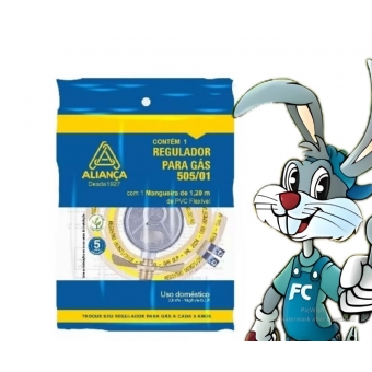 Regulador de Gás com Mangueira PVC Flexível - Aliança - cód 31823