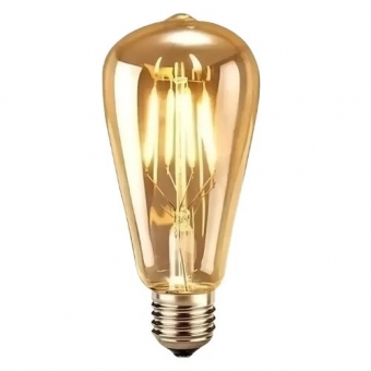 Lâmpada 4W Filamento ST64 Vidro - AMBAR - Cód 29892