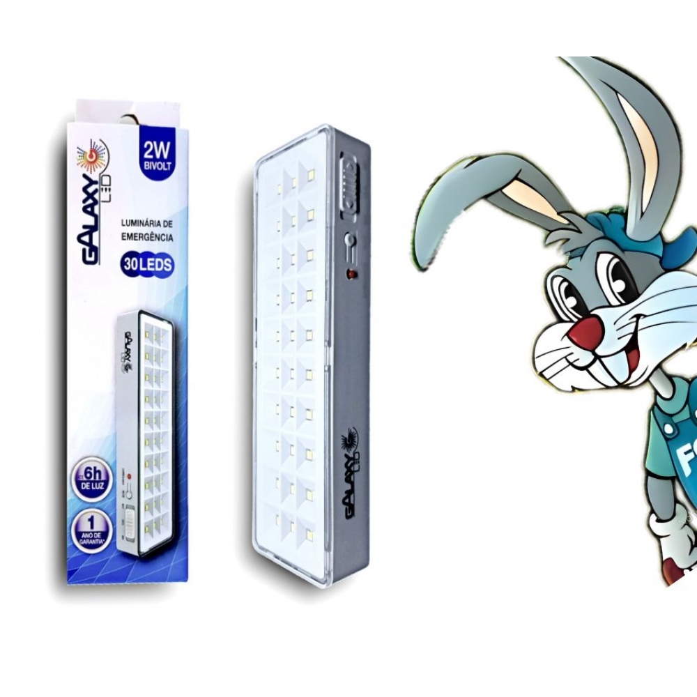 Luminária de Emergência 30 Leds 2w Bivolt - cód 21109 - GALAXY LED
