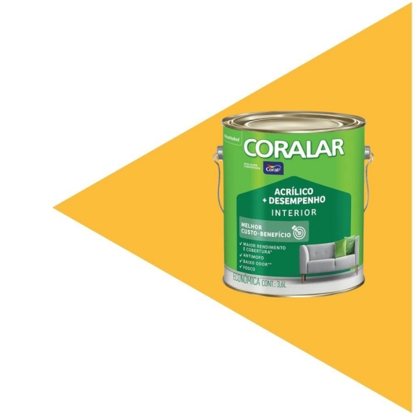 Tinta Acrílica Coral Coralar 3,6L – Economia com Qualidade - AMARELO FREVO