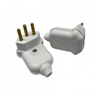 Plug Macho 2p + T 10A 250V 90° - Triangulo Prensa Cabo - Cód 13520