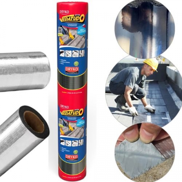 Manta Asfaltica Dryko 90cm x 10mt (ROLO) Cód:33259 - ALUMINIZADA