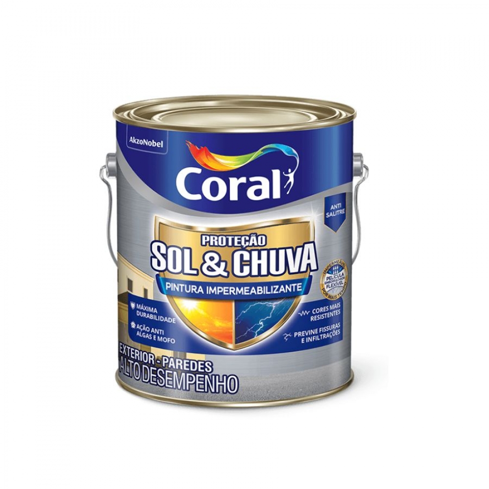 Sol e Chuva Impermeabilizante Branco 3,6l - Coral - BRANCO FOSCO