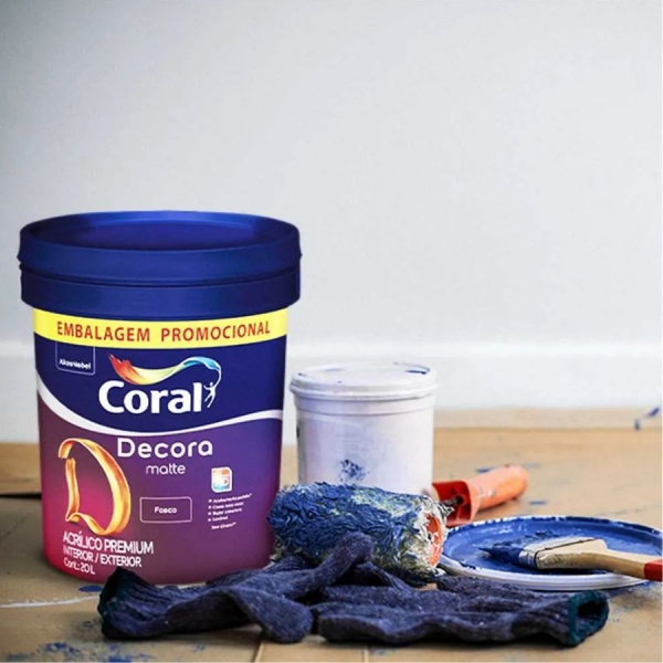 Tinta Acrílica Premium Decora Matte Interior e Exterior Branco Fosco Balde 20l Coral - BRANCO FOSCO