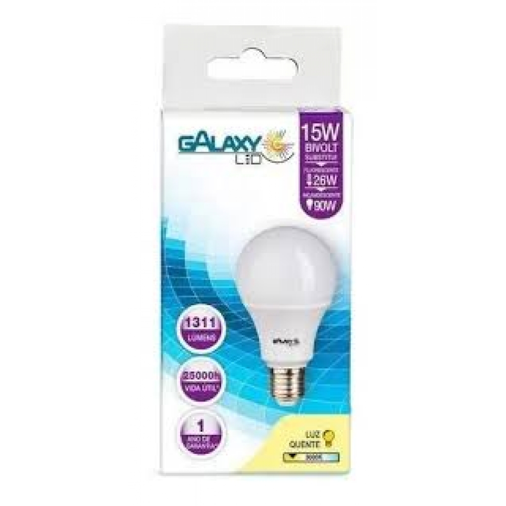 LâMPADA GALAXY LED 15W 3000K LUZ QUENTE