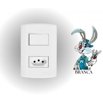 Interruptor 1 Tecla Simples + Tomada 10A Modular Pluzie - cód 29959