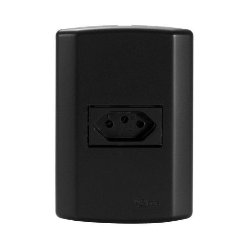 1 Tomada 2P + T 10A 250V - PRETO FOSCO