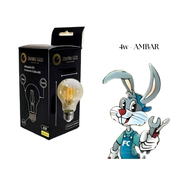 Lâmpada Filamento Globo A60 - 4w - cód 26039 - EMBU LED