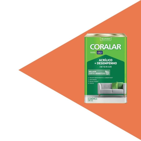 Tinta Coral Coralar - Acrílico + Desempenho - LARANJA MARACATU 18L