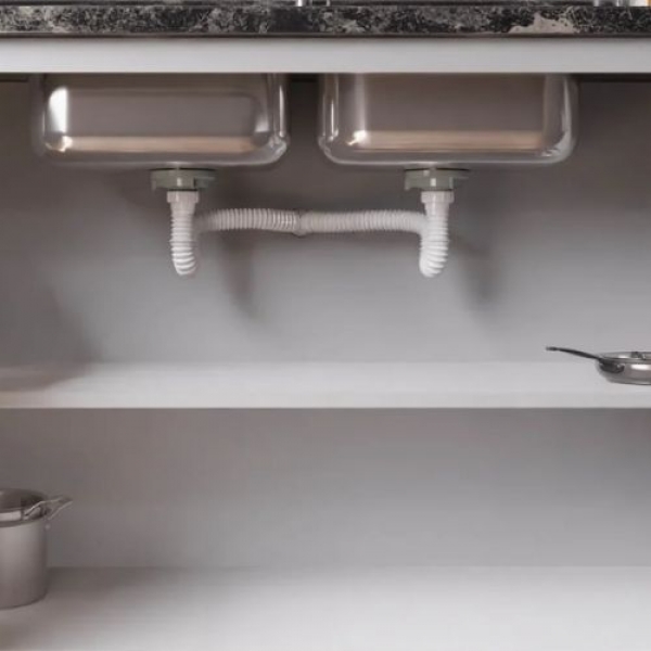 Sifão Sanfonado Duplo Universal Branco - Cód 5380 - 2 SAÍDAS