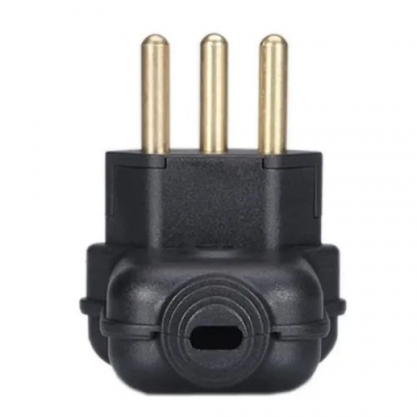 Plug Macho 2p + T 10A 250V  - 90° Triangulo Prensa Cabo - Cód 30746 - MARGIRIUS