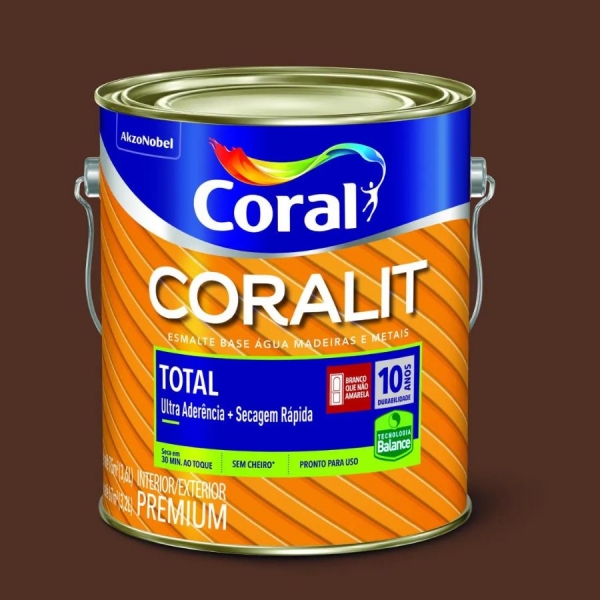 Esmalte Sintético Coralit Total 900mL - Base Água - TABACO BR