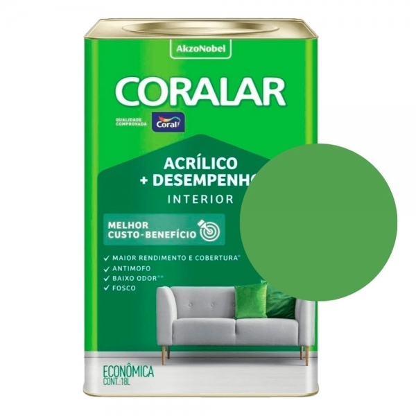 Tinta Coral Coralar 18L - Acrílico + Desempenho - VERDE TIMBALADA