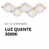 Kit 10 Spots Led Embutir Redondo 5w - 3000k - cód 31371 - LUZ QUENTE