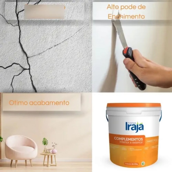 Massa Acrílica Irajá 1.35 Kg Interior e Exteriores - MASSA ACRÍLICA