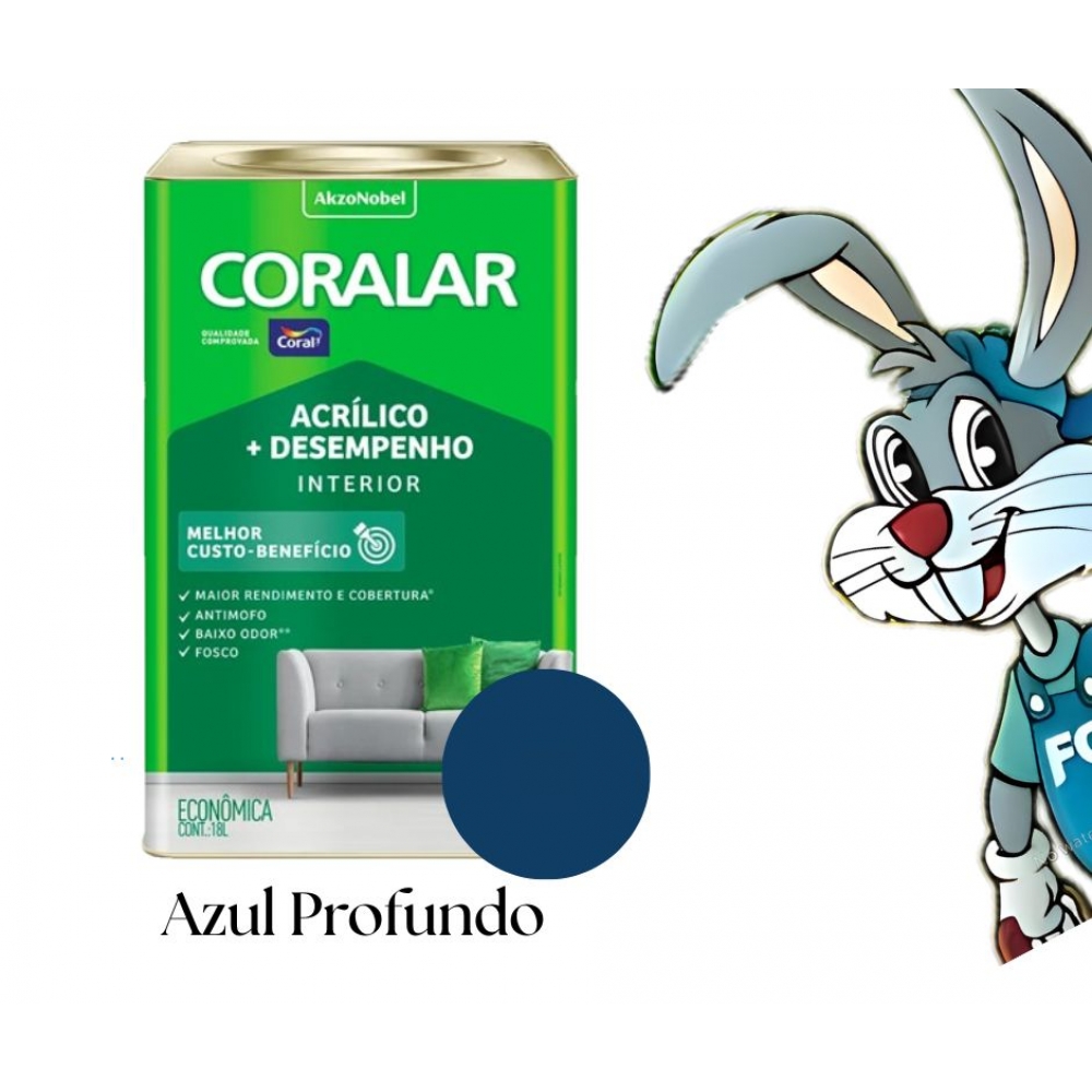 Tinta Coral Coralar 18L - Acrílico + Desempenho - AZUL PROFUNDO