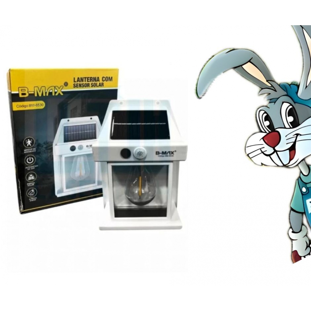 Lanterna Com Sensor Solar Preto - 5,5V 1W - B-MAX