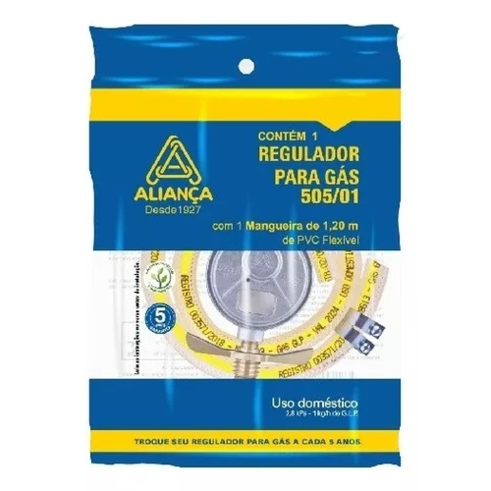Regulador de Gás com Mangueira PVC Flexível - Aliança