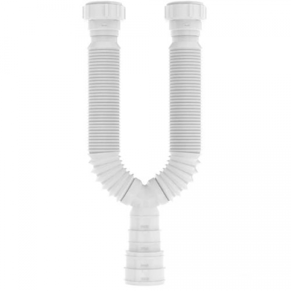 Sifão Sanfonado Duplo Universal Branco - Cód 3424 - 2 SAÍDAS