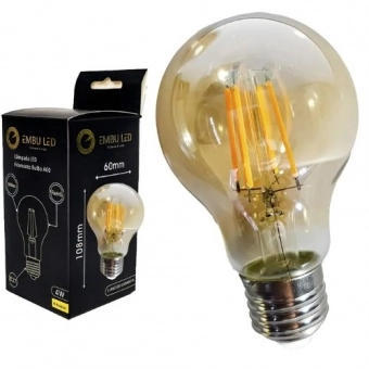 Lâmpada 4W Filamento A60 Vidro - AMBAR - Cód 26039