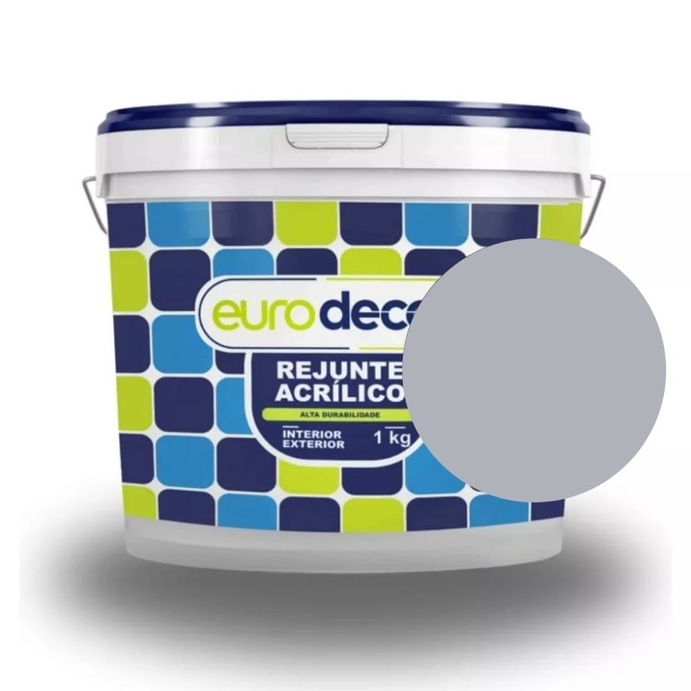 Rejunte Acrílico Interior e Exterior Alta Durabilidae 1kg - Eurodecor - Cinza Pllatina
