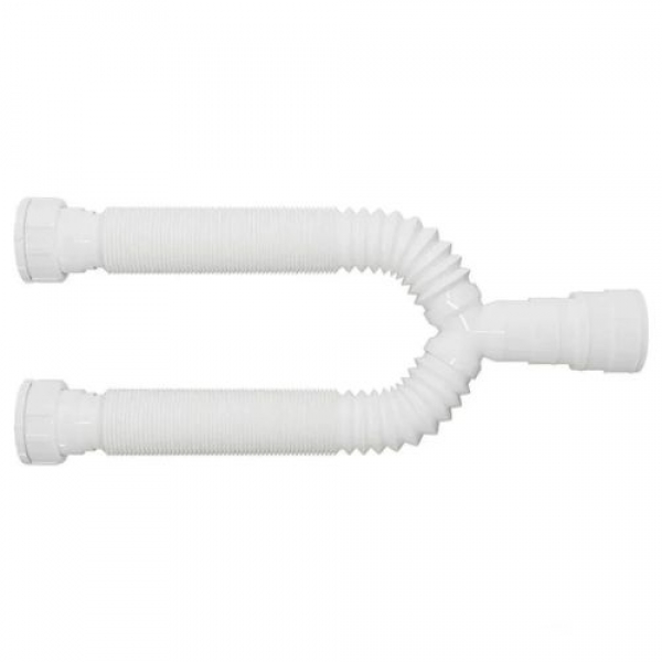 Sifão Sanfonado Duplo Universal Branco - Cód 3424 - 2 SAÍDAS