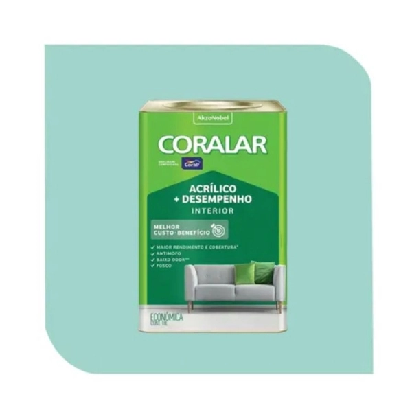 Tinta Coral Coralar - Acrílico + Desempenho 18L - VERDE PISCINA 18L